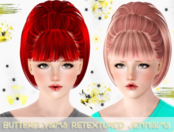 Round hair with bangs   ButterflySims 110 Hair retextured by Jenni Sims for Sims 3