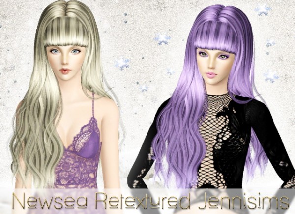 Middle parth long hairstyle with bangs   Newsea Hair Della retextured by Jenni Sims for Sims 3