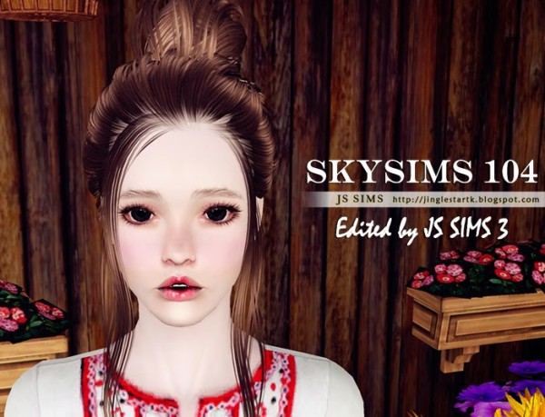 Topknot hairstyle   Skysims 104 hair edited  by JS Sims 3 for Sims 3