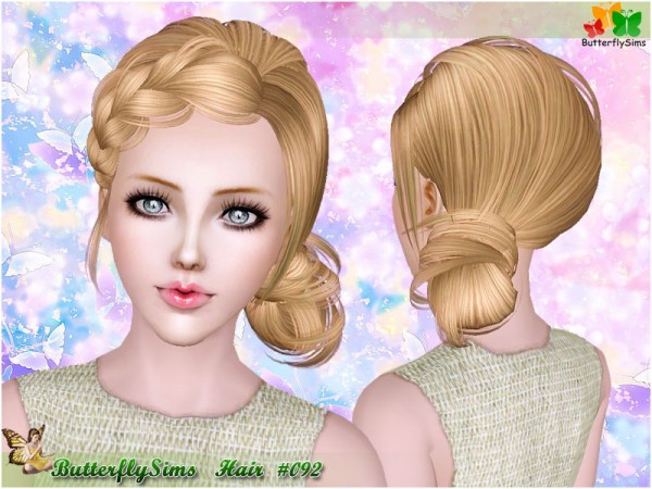Romance braided hairstyle 092 by Butterfly for Sims 3