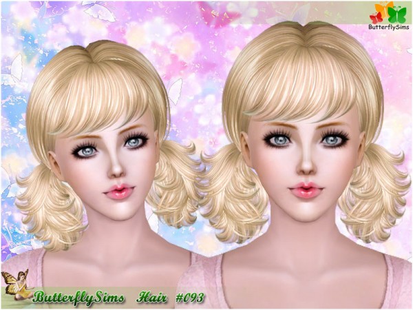 Two messy pigtails with bangs 093 by Butterfly for Sims 3