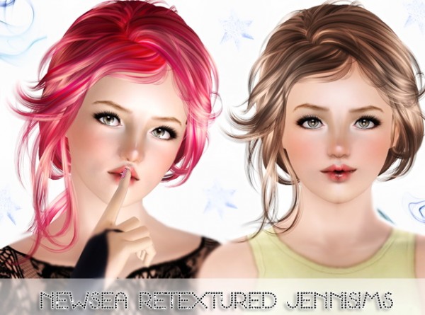Messy chignon hairstyle   Newsea Lotus In Snow Hair retextured by Jenni Sims for Sims 3