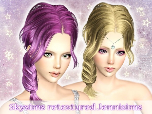 Side fishtail hairstyle SkySims 105 retextured by Jenni Sims for Sims 3