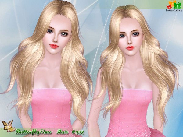 Long layers with a middle part   Hair 098 by Butterfly for Sims 3