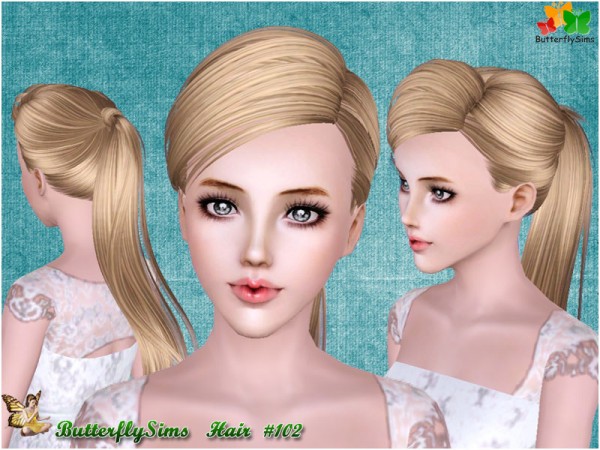 Wraped ponytail hairstyle 102 by Butterfly for Sims 3