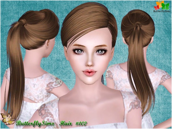 Wraped ponytail hairstyle 102 by Butterfly for Sims 3