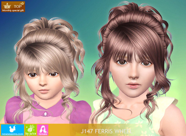 Bun with face framing strands hairstyle J147 Ferris Well by NewSea for Sims 3
