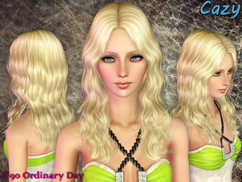 Smooth waves hairstyle Cazys Ordinary Day retextured by Bring Me Victory for Sims 3