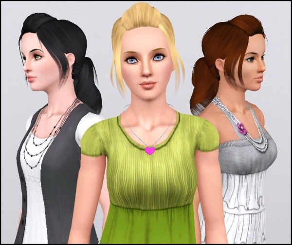 Tornado Ponytail with rolled bangs hairstyle by Anbis 360 at Mod The Sims  for Sims 3