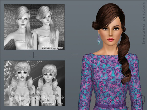 Rolled side ponytail hairstyle Syntesis Skysims 131 151 retextured by BEO for Sims 3