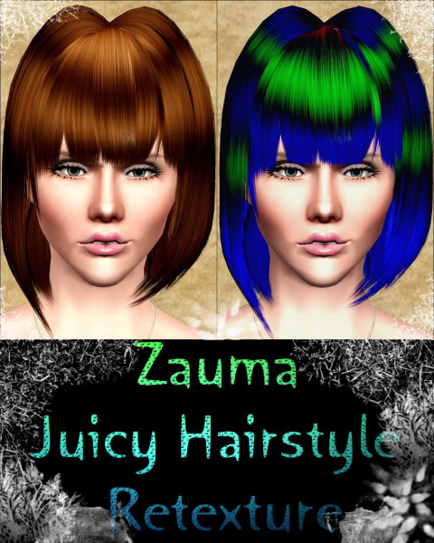 Asymmetrical bob with bangs   Zauma Juicy Hairstyle Retextured by Phatasia for Sims 3