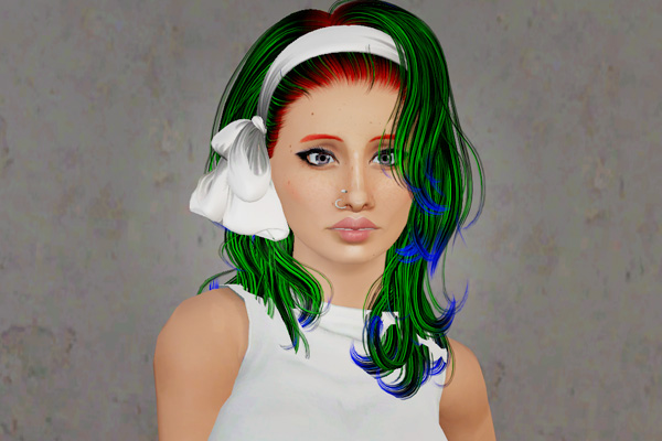 Headband with bow hairstyle     Newsea’s Long Love Letter retextured by Beaverhausen for Sims 3