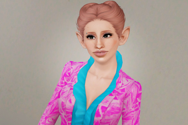 Horny bun hairstyle   Newsea’s Swan retextured by Beaverhausen for Sims 3