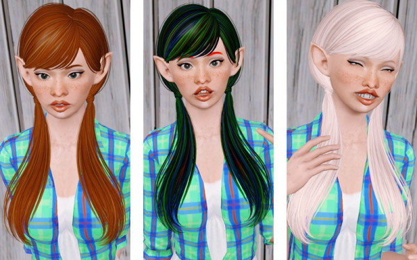 Sleek Long Ponytail hairstyle Butterfly Sims 101 retextured by Beaverhausen for Sims 3