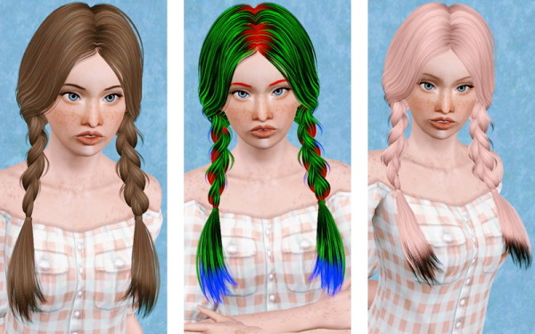 Dual braid hairstyle  Skysims 129 retextured by Beaverhausen for Sims 3