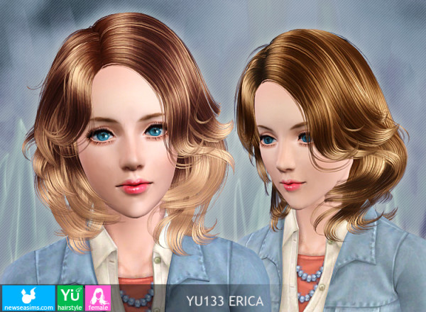 Layers with a deep side part hairstyle YU133 Erica for Sims 3