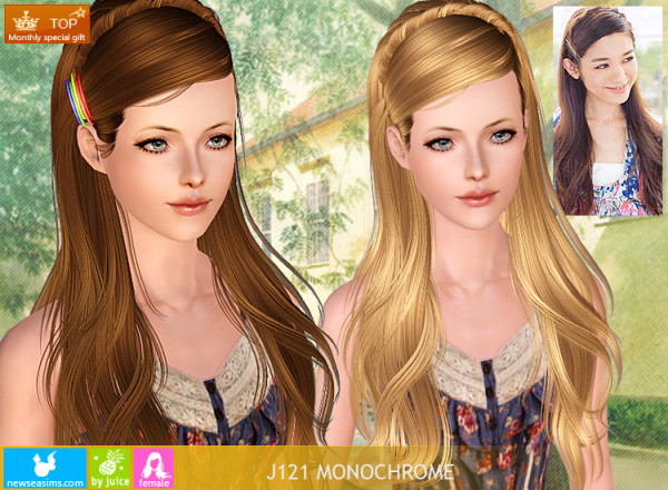 Twisted crown with hairclip J121 Monochrome by NewSea for Sims 3