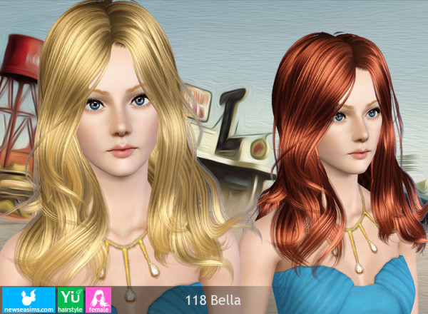 Glossy middle parth hairstyle 118 Bella by NewSea for Sims 3