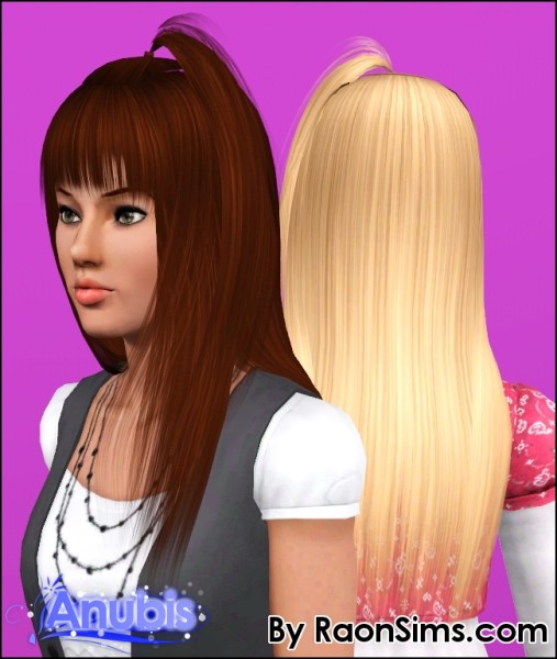 High small pigtail hairstyle Raon 008 retextured by Anubis for Sims 3