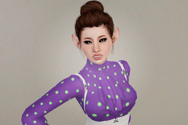 Topknot hairstyle   Newsea’s Sakura retextured by Beaverhausen for Sims 3