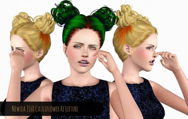 Double top knot   Newsea J168 Cauliflower Retextured by Phantasia for Sims 3