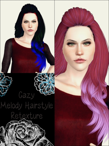 Wrapped bangs hairstyle   Cazy Melody Hairstyle Retextured by Phantasia  for Sims 3