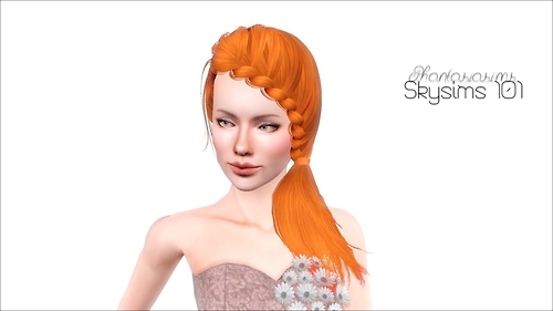 Side braided bangs hairstyle  SkySims101 retextured by Phantasia for Sims 3