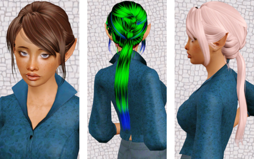 Double wrapped ponytail hairstyle   Newsea Lucia retextured by Beaverhausen for Sims 3