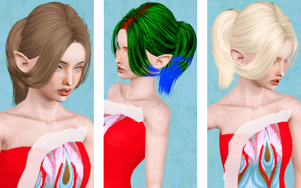 Soft ponytail with bangs hairstyle Butterfly 96 retextured by Beaverhausen for Sims 3