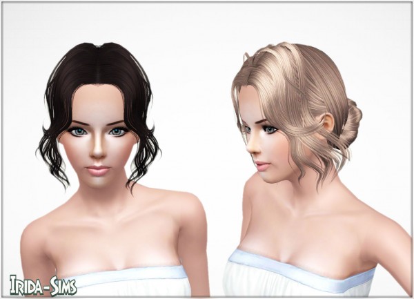 Braided bun with middle parth bangs   hair 17 by Irida for Sims 3