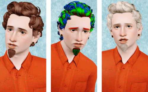 Frizzy hairstyle for mens    Midnight Hollow retextured by Beaverhausen for Sims 3