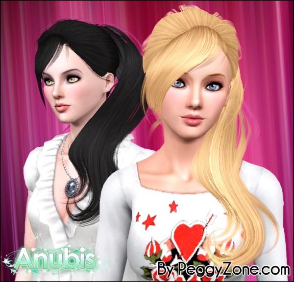 Side ponytail hairstyle Peggy`s 55 retextured by Anubis for Sims 3