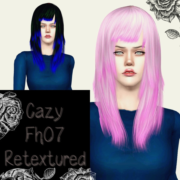 Fringed with bangs hairstyle   Cazy 07 Retextured by Phantasia for Sims 3