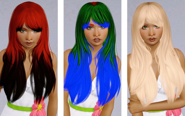 Gorgeous Straight hairstyle with bangs   Cazy’s West Coast retextured by Beaverhausen for Sims 3