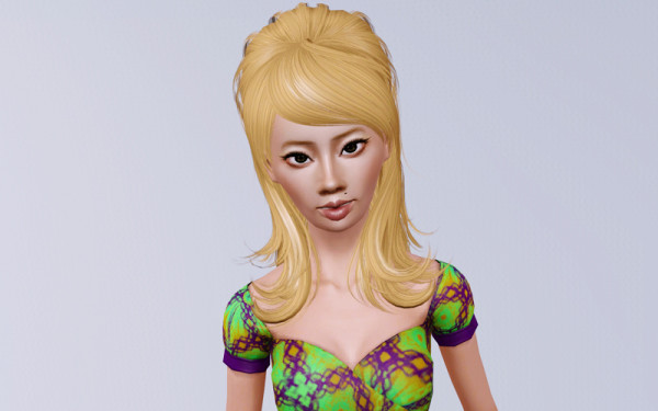 Retro hairstyle with bangs   Newsea’s Postcard retextured by Beaverhausen for Sims 3