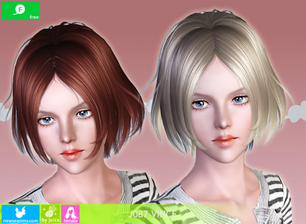 Chopped medium hairstyle J087 Vince by NewSea for Sims 3