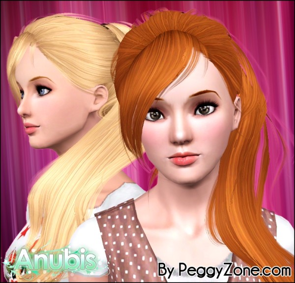 Side ponytail hairstyle Peggy`s 55 retextured by Anubis for Sims 3