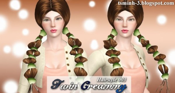 Tied with braid hairstyle Twin Creamy 003 by Tsminh for Sims 3