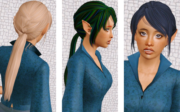 Double wrapped ponytail hairstyle   Newsea Lucia retextured by Beaverhausen for Sims 3