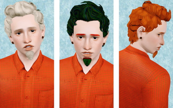 Frizzy hairstyle for mens    Midnight Hollow retextured by Beaverhausen for Sims 3