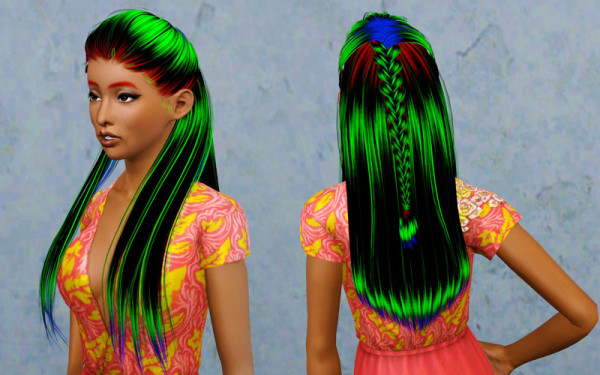 Half up braided hairstyle Cool Sims’ Primadonna retextured by Beaverhausen for Sims 3