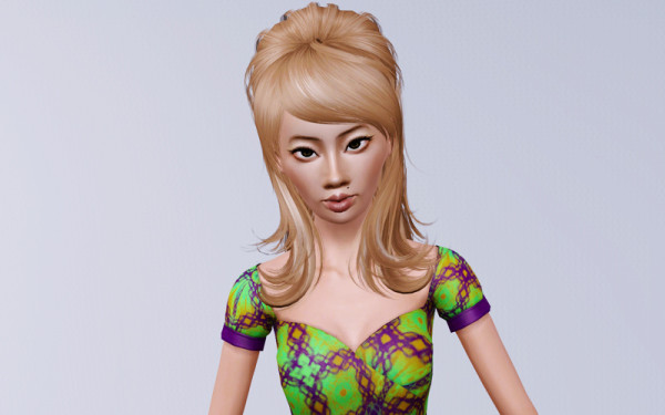 Retro hairstyle with bangs   Newsea’s Postcard retextured by Beaverhausen for Sims 3