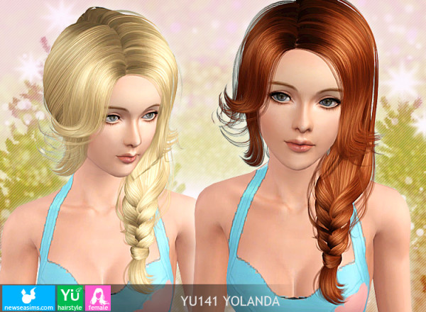 Side fishtail hairstyle Yu141 Yolanda for Sims 3