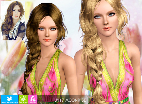 Side fishtail hairstyle J117 Moonrise by NewSea for Sims 3