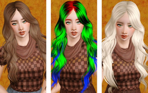 Glamouros wavy hairstyle   Skysims hair 160 retextured by Beraverhausen for Sims 3