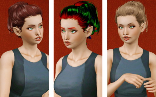  Bombshell ponytail hairstyle Newsea’s Hanna retextured by Beaverhausen for Sims 3