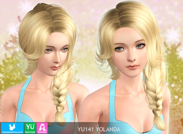 Side fishtail hairstyle Yu141 Yolanda for Sims 3