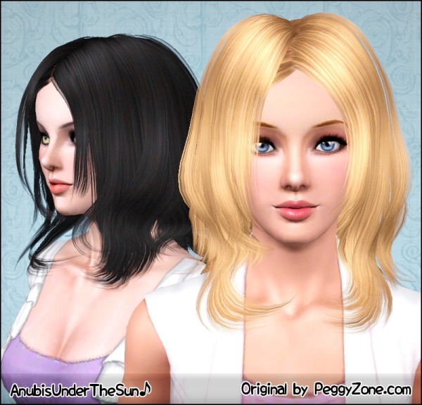 Straight waves hairstyle Peggy`s 737 retextured by Anubis for Sims 3