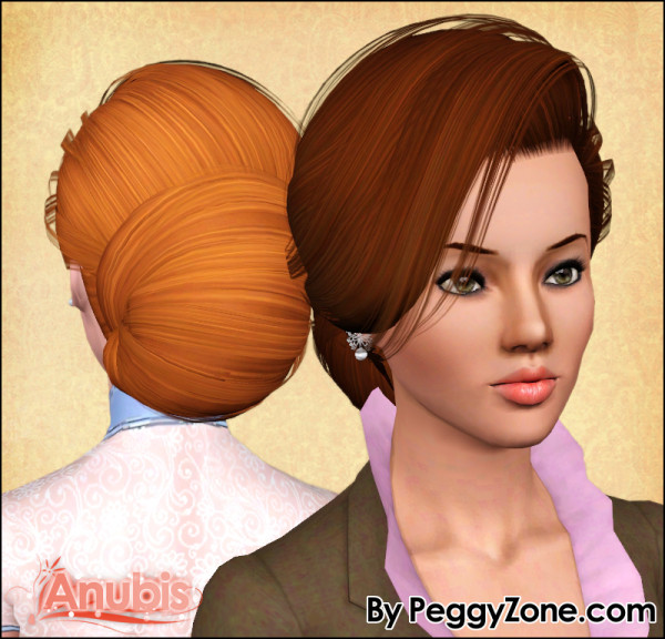 French chignon hairstyle Peggy`s retextured by Anubis for Sims 3