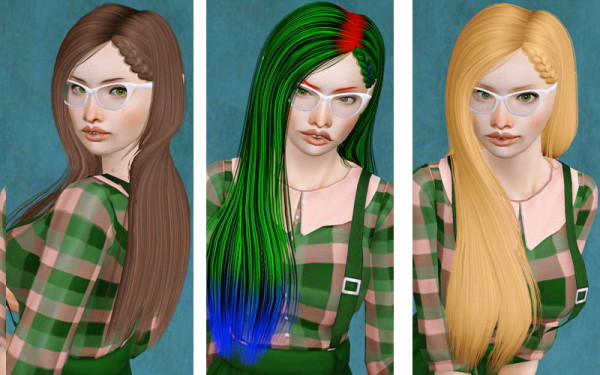 Braided side hairstyle Yume by Alesso retextured by Beaverhausen for Sims 3